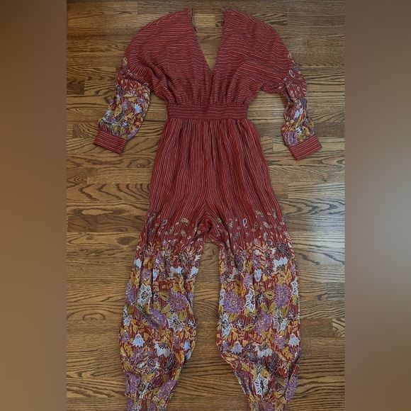 Anthropologie Red and Purple Jumpsuit - Picture 2 of 8